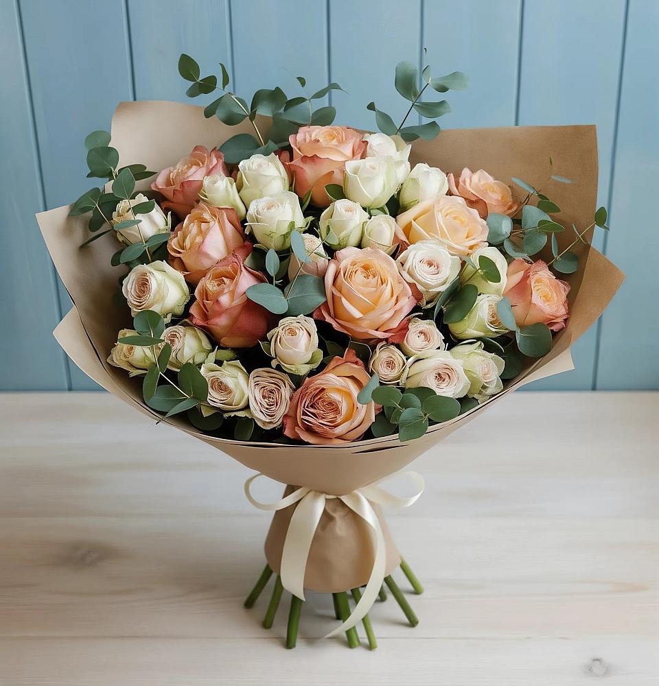 Букет цветов из: Альстромерии и Розы в Тихорецке