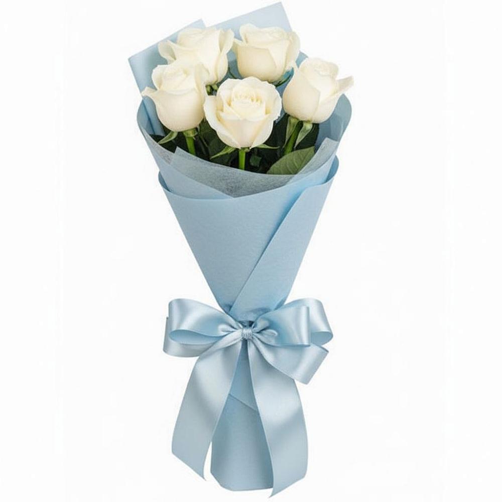 Букет 5 Белых роз Проуд в Тихорецке