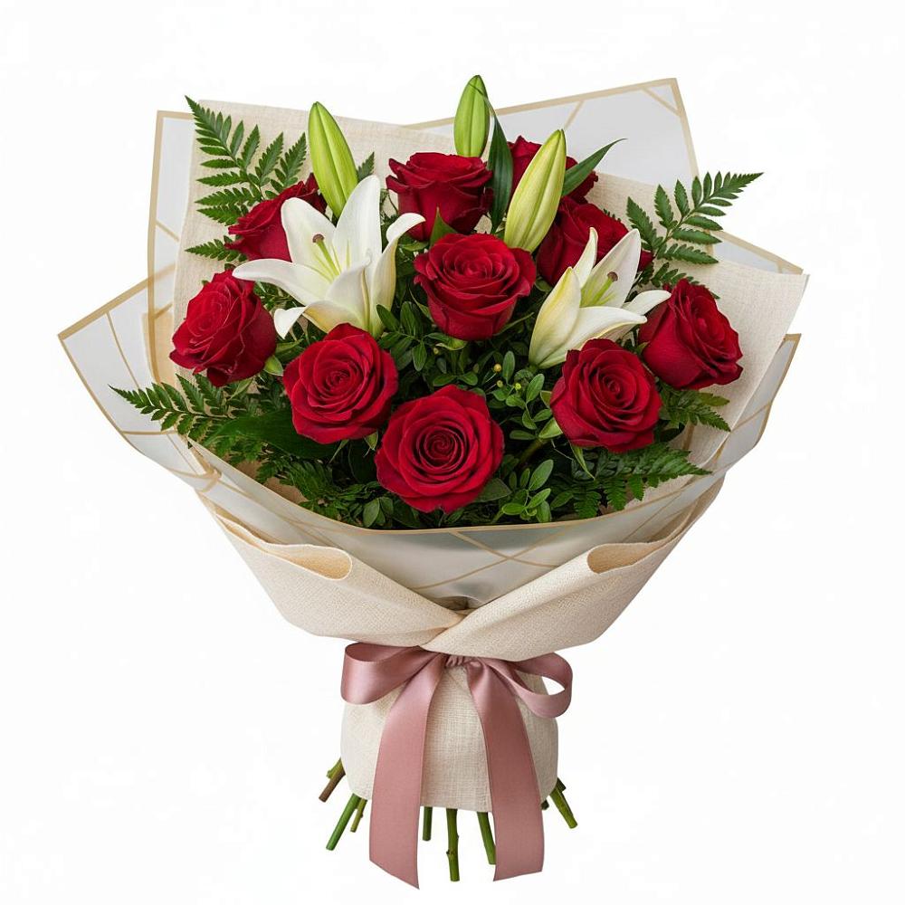 Букет цветов из: Лилии и Розы в Тихорецке