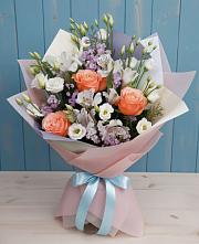 Букет цветов из:  Лизиантусы, Розы, Альстромерии и Гипсофила #REPLACE_PRED# Тихорецке