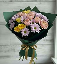 Букет цветов из:  Хризантемы и Розы #REPLACE_PRED# Тихорецке