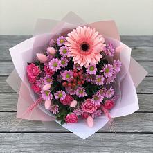Букет цветов из:  Розы, Герберы и Хризантемы в Тихорецке